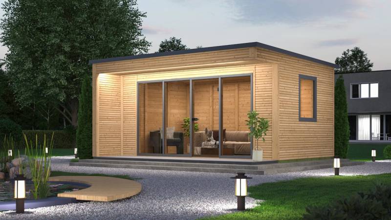 Weka Gartenhaus Designhaus Cubilis 4.0 mit Lamellenelementen - 45 mm  natur 518 x 421 cm von Weka