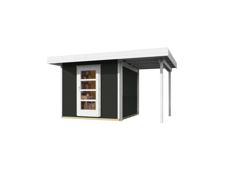 Weka Gartenhaus Designhaus wekaLine 172 A mit Anbau (150 cm)-A Gr. 3 (445 x 300 cm)-anthrazit - 50 % Rabatt auf Dacheindeckung von Weka