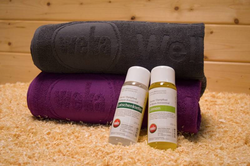 Weka Geschenkset "für Sie & Ihn" inkl. 2 Saunahandtücher, Aufguss-Konzentrate Lemon und Latschenkiefer Lemon und Latschenkiefer Weka Geschenkset "für Sie & Ihn" inkl. 2 Saunahandtücher, Aufguss-Konzentrate Lemon und Latschenkiefer Lemon und Latschenkiefer von Weka