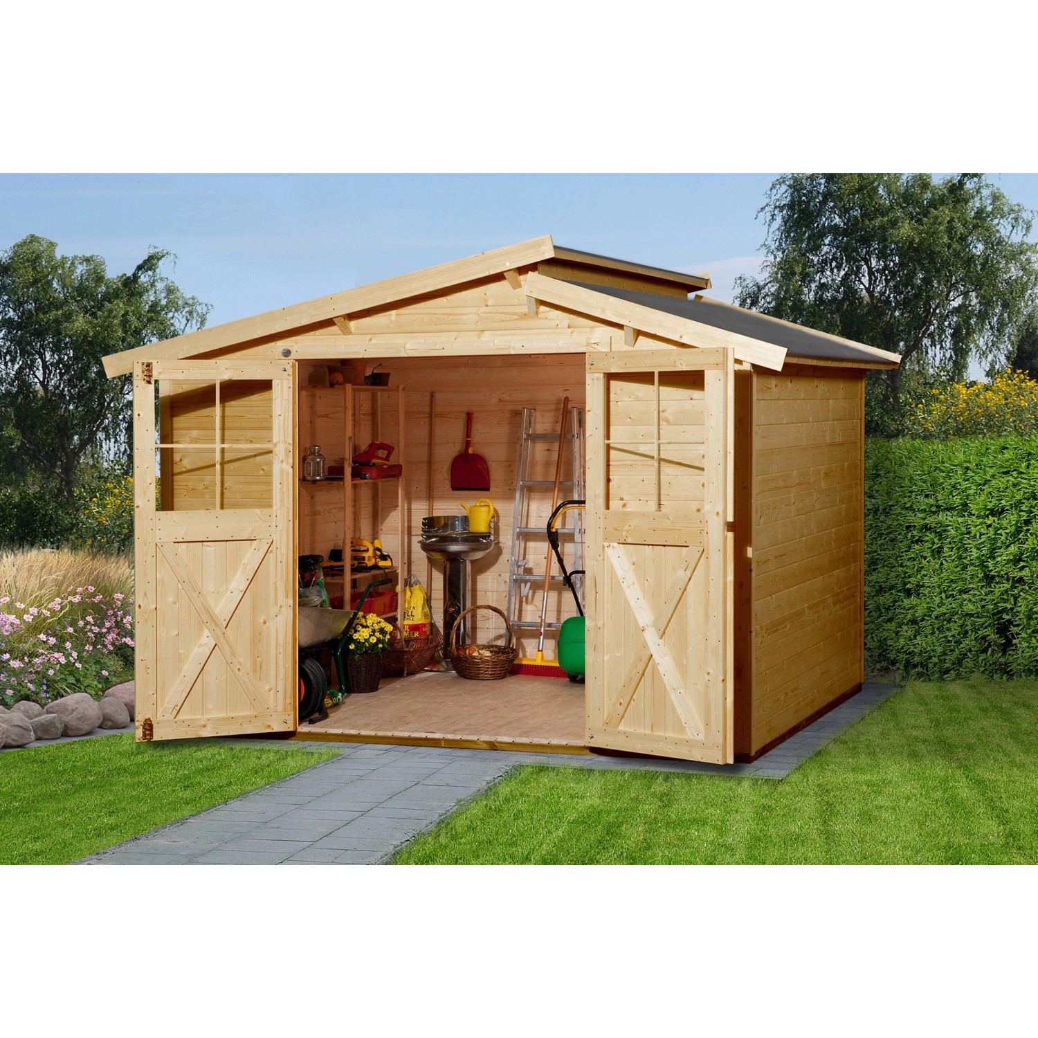 Weka Holz-Gartenhaus Natur Pultdach Lasiert 273 cm von WEKA