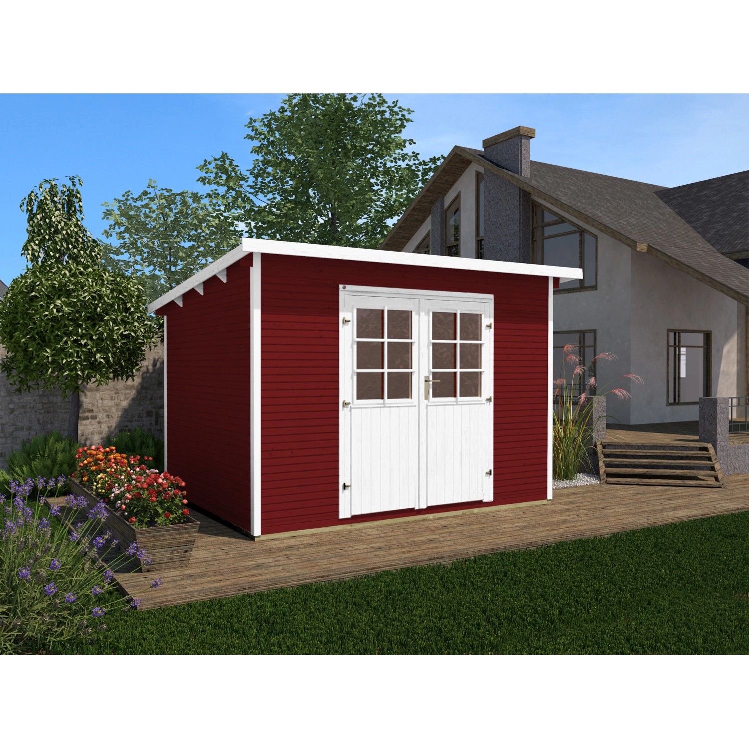 weka Gartenhaus 219 Gr.3, 28 mm, Flachdach mit wekaLine, schwedenrot, DT von WEKA