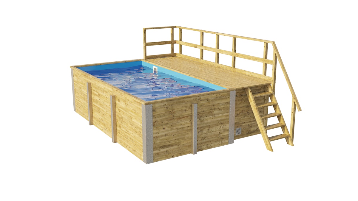 Weka Massivholzpool 595 Gr. 1 - 45 mm - 400 x 301 cm Poolfolie: blau inkl. gratis Pool-Pflegeset von Weka