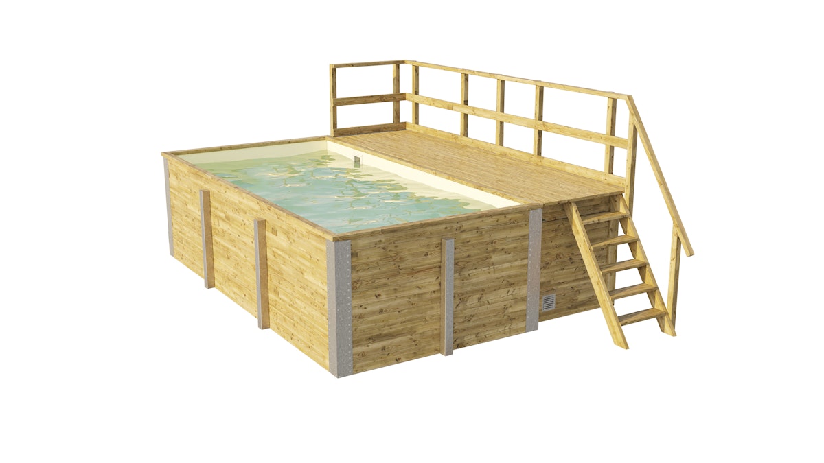 Weka Massivholzpool 595 Gr. 1 - 45 mm - 400 x 301 cm Poolfolie: sand inkl. gratis Pool-Pflegeset von Weka