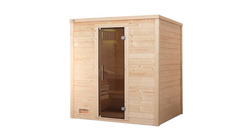 Weka Premium Massivholzsauna Bergen 1 Ohne Ofen - Ganzglastür von Weka