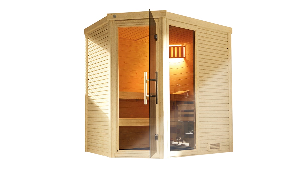 Weka Premium Massivholzsauna Cubilis 1 mit Glastür+Fenster 45 mm Ohne Ofen inkl. Montageservice von Weka