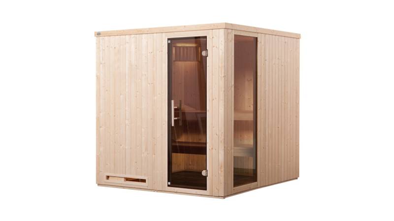 Weka Sauna Halmstad 2 mit Glastür + Fenster und Fronteinstieg - 68 mm Ohne Ofen von Weka