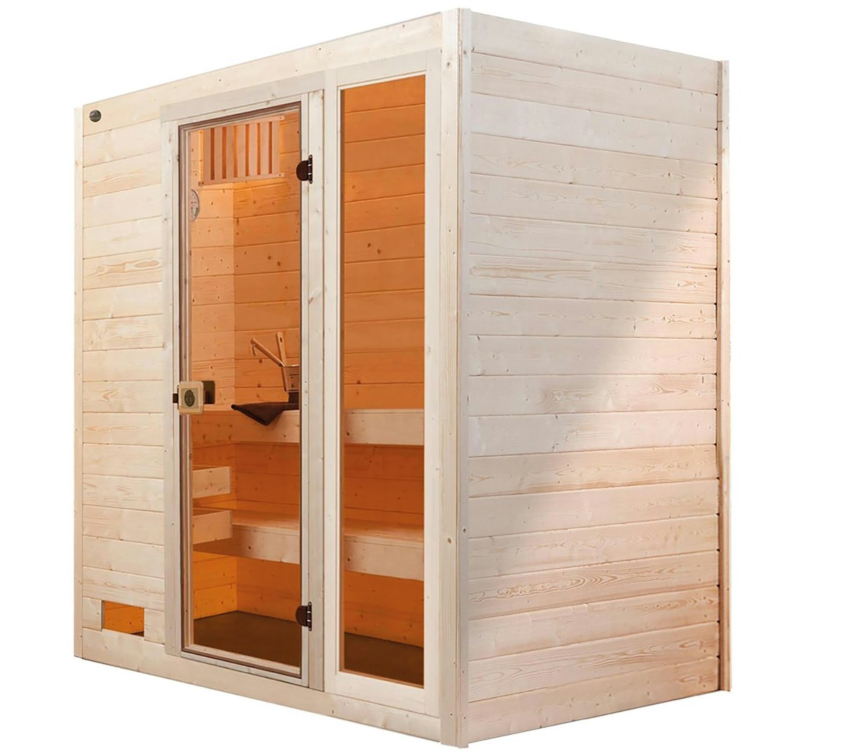 Weka Sauna Valida Gr. 2 mit Glastür + Fenster - Massivholzsauna 38 mm 7,5 kW BioAktiv-Kombiofen BioS inkl. Steuerung von Weka