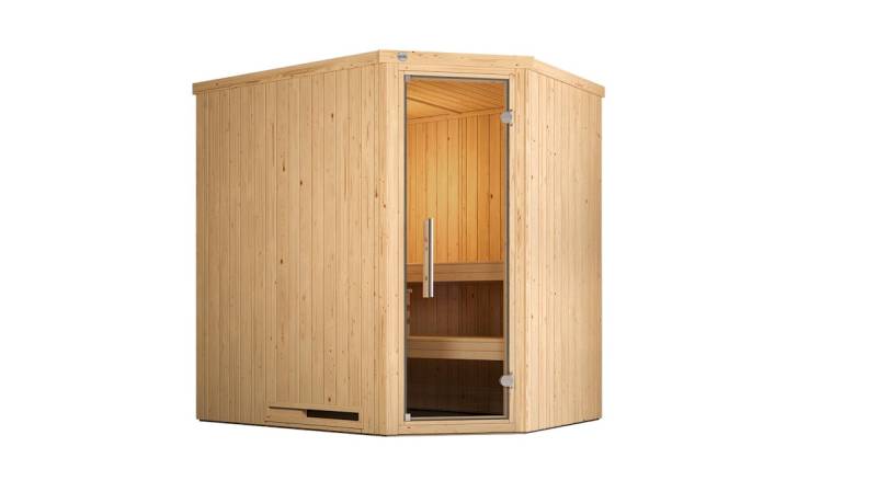 Weka Sauna Varberg 1 - Elementsauna Eckeinstieg -7,5 kW Bio-Kombiofen BioS inkl. Steuerung-Exklusiv Ganzglastür von Weka