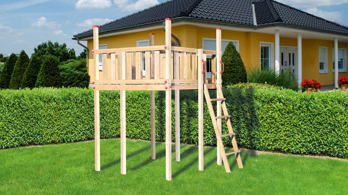 Weka Tabaluga Kinderspielgerät Spielturm 816 D inkl. gratis Wasser-Wellenrutsche von Weka