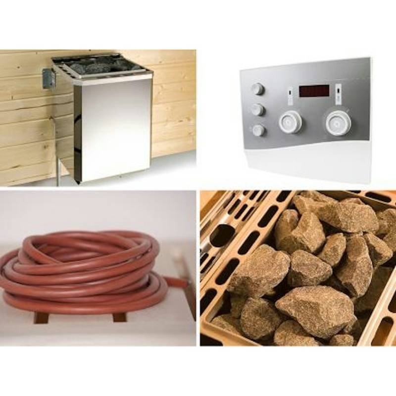 Weka Technikpaket 2 inkl. 9 kW BioAktiv Ofen, Saunasteine, Anschlusskabel und Steuergerät für Saunahaus Naantali/Kuopio/Farsund/Kaapi von Weka