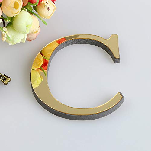 26 Buchstaben DIY Wandaufkleber 3D Spiegel Acryl Aufkleber Wohnkultur Gold Aufkleber Wand Wohn- und Bürodekoration von Wekdeg