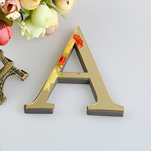 26 Buchstaben DIY Wandaufkleber 3D Spiegel Acryl Aufkleber Wohnkultur Gold Aufkleber Wand Wohn- und Bürodekoration von Wekdeg