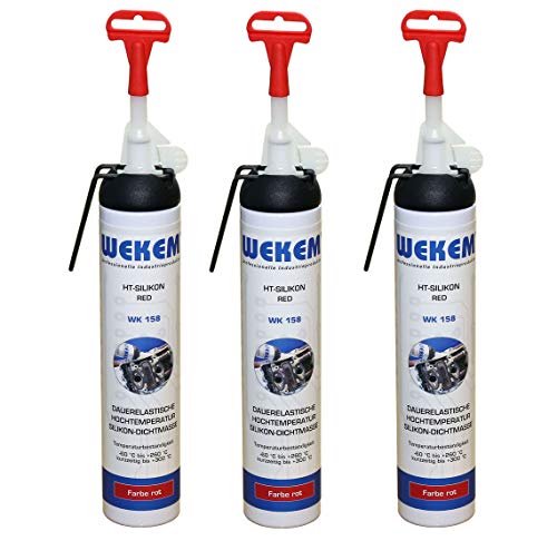 Wekem 3er Sparpack 200ml Hochtemperatur Silikon rot WK158 von Wekem