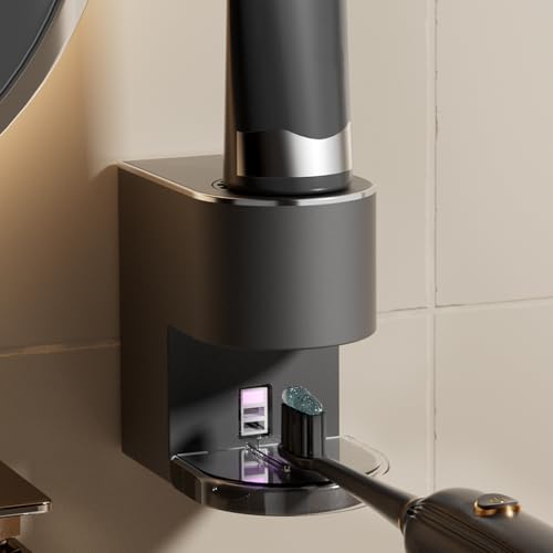Automatischer Zahnpastaspender, Elektrischer Zahnbürstenhalter Wand für Kinder und Erwachsene mit 6-Stufen-Tubenquetscher für Badezimmer Duschen (Schwarz) von Wekity