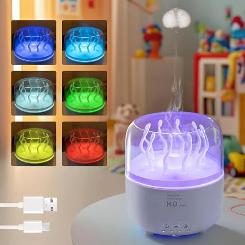 Luftbefeuchter Schlafzimmer, 280ml Aromatherapie Diffusor mit 7 Farben Lichtern und Fernbedienung, Air Humidifier für Zwei Vernebelungsmodi Geeignet für Entspannend schlafen Büro (Weiß) von Wekity