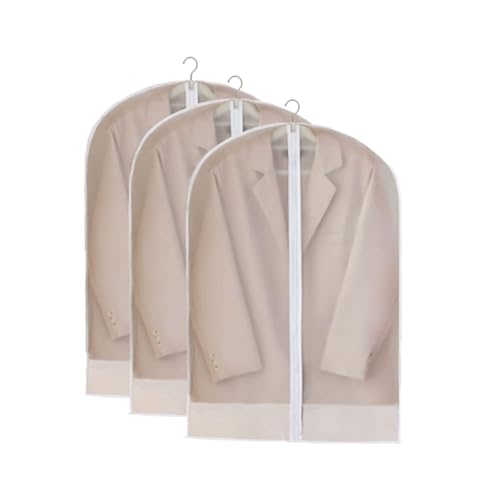 3 Stück Kleidersack Kleiderhüllen Abdeckung mit Reißverschluss Transparent Anzugtasche Kleidersäcke Wiederverwendbare Kleidung Kleidersack,für Kleider Mäntel Hemden Abendkleider（60 * 80cm） von Wekuw