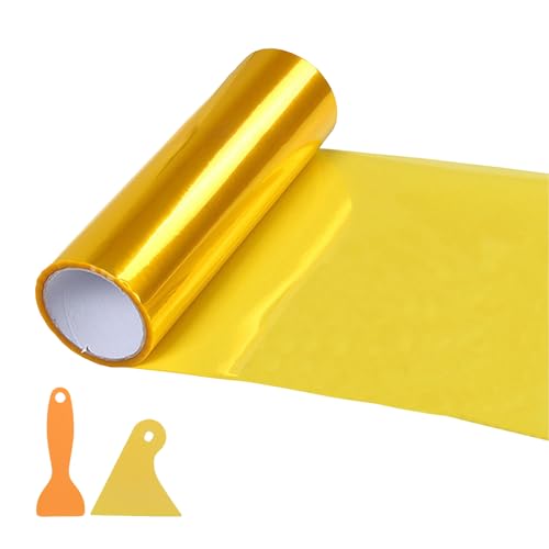 Scheinwerfer Folie, 30x120CM Scheinwerfer Tönungsfolie Rückleuchten Folie PVC Autofolie Selbstklebend Scheinwerfers Tönungsfolie Wasserdicht Auto Scheinwerfers Folies, für Autos, Motorräder (Gold) von Wekuw