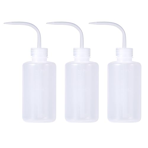 Wekuw Spritzflasche, 3 Stück Laborflasche, Waschen Flasche Kunststoff, Tattoo Waschflasche, LDPE Material mit schmalem Mund, 250ml Squeeze Wash Bottle, für Laborreinigung Pflanzenbewässerung von Wekuw