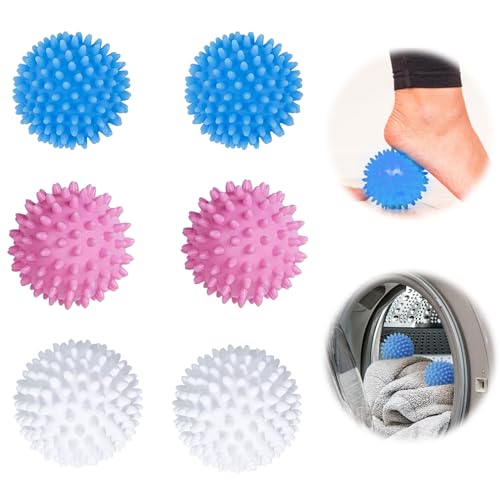 Wekuw 6 Stücke Trockner Ball Wiederverwendbare Dryer Balls,igelball,Kugeln für Flauschigere WäscheWaschbälle für DaunenjackenWäschetrockner Ball für Heim Kleidung Reinigung（mehrere Farben） von Wekuw