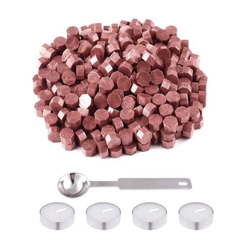 Wekuw Wachssiegel, (Graue Rose)200 Stücke Wachsstempelsiegel Set Siegelwachs Perlen Set Wax Schmelzlöffel Geeignet zum Verschließen von Briefen, Einladungen und zum Verpacken von Geschenken von Wekuw