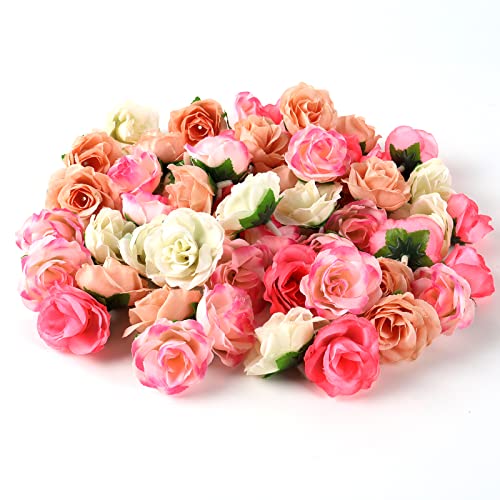 Wekuw 80 Stück Künstliche Blumenköpfe Kunstblumen Blütenköpfe Rosen Köpfe Rosen Kunstblumen Gefälschte RosenKöpfe Kunstrose Künstliche Rosen Deko für Hochzeit DIY Party Deko（4 Farben） von Wekuw