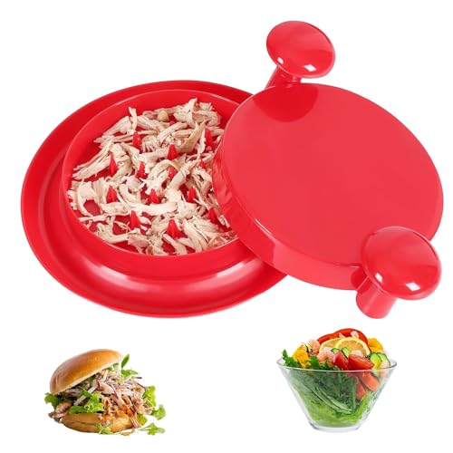 Wekuw Hühnerhacker, 18cm Chicken Shredder Hähnchenbrust Zerkleinerer mit ergonomischem Griff Spülmaschinenfest Hitzebeständig mit Rutschfester Basis, für Huhn, Rind, Gemüse (Rot) von Wekuw