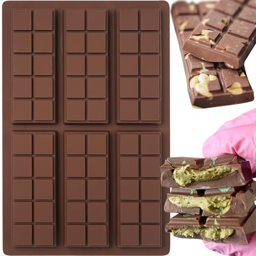 Wekuw Schokoladenform Silikon, 2 Stück Silikonform Schokoladentafel Tiefe Schokoladenform Extra Tief Schokolade Form mit 60 Mulden Antihaft in Lebensmittelqualität, für Schokolade Praline Süßigkeiten von Wekuw