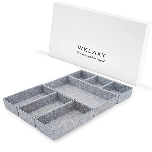 Welaxy Deluxe-Schubladen-Organizer, Mehrzweck-Aufbewahrungsbox für Büro, Zuhause, Küche, Schlafzimmer, Badezimmer, Nachttisch, Halter, Luxusgeschenke, 7-teilig, von Welaxy