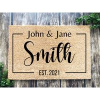 Geschenk Zur Wohnungseinbürgerung, Familienname Türmatte, Personalisiertes Türset, Zum Schließen von WelcomeIshDoormats