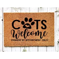 Lustige Katzen Fußmatte, Kokosnuss Housewarming Geschenk, Neues Haus Willkommen Matte, Lustige Katzengeschenke, Katzenliebhaber Outdoor Fußmatte von WelcomeIshDoormats