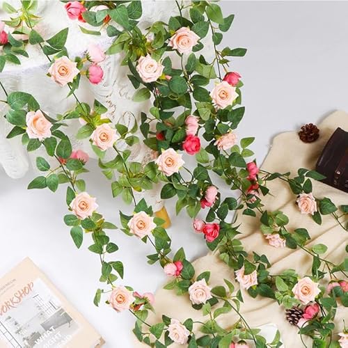 Weldomcor 2 Stück 6.7FT Künstliche Blumengirlande Rosa Gefälschte Rosengirlande Wetterfest Künstliche Blume Girlande Hängen Seide Blume für Hochzeit Wand Party Garten Balkon Terrasse Dekoration Weldomcor 2 Stück 6.7FT Künstliche Blumengirlande Rosa Gefälschte Rosengirlande Wetterfest Künstliche Blume Girlande Hängen Seide Blume für Hochzeit Wand Party Garten Balkon Terrasse Dekoration von Weldomcor