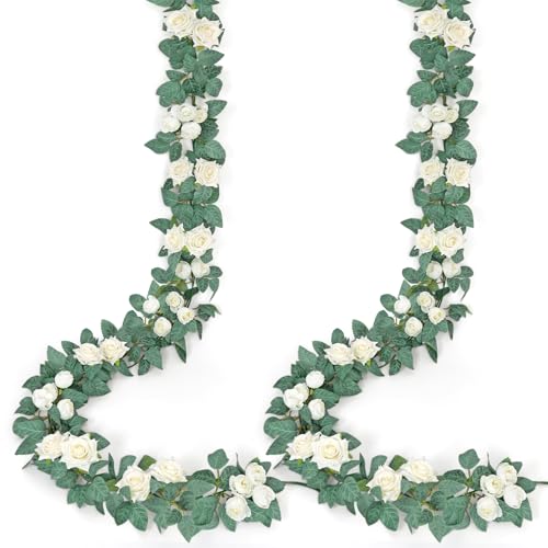Weldomcor 2 Stück 6.7FT Künstliche Blumengirlande Weiß Gefälschte Rosengirlande Wetterfest Künstliche Blume Girlande Hängen Seide Blume für Hochzeit Wand Party Garten Balkon Terrasse Dekoration Weldomcor 2 Stück 6.7FT Künstliche Blumengirlande Weiß Gefälschte Rosengirlande Wetterfest Künstliche Blume Girlande Hängen Seide Blume für Hochzeit Wand Party Garten Balkon Terrasse Dekoration von Weldomcor