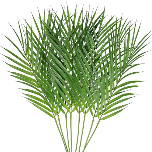 Weldomcor 8pcs Künstliche Areca Palmblätter, 68 cm Künstliche Tropische Palmblätter mit Stämme, Kunstpflanze für Palm Sonntag Hawaiian Luau Dschungel Hochzeit Geburtstag Party Decor von Weldomcor