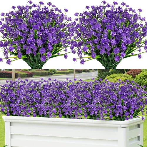 Weldomcor 9 Bündel Künstliche Blumen, Künstliche Balkonpflanzen und Innen UV-beständig Frühling Blumensträuße Dekoration für Haus, Garten, Büro, Küche, Tisch, Mittelstücke (Lila) von Weldomcor