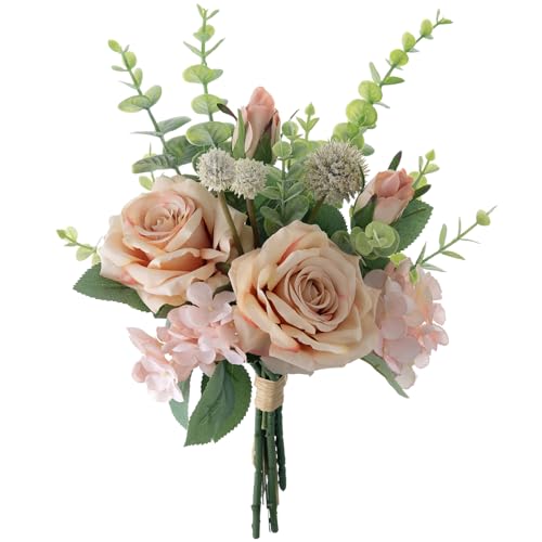 Weldomcor Künstliche Blumen Rosen, Rosa Rose Kunstblumen Seidenblumen Strauß Blumenstrauß für Haus Küche Tisch Centerpieces Hochzeit Arrangenment Indoor Outdoor Dekoration von Weldomcor