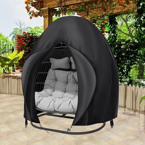 Hängesessel Abdeckung Hängestuhl Schutzhülle Mit Reißverschluss Wasserdicht Winddicht UV-Beständig Hängekorb Schwingsessel Abdeckhauben Oxford Stoff Schutzhülle Für Gartenmöbel von Weldphur