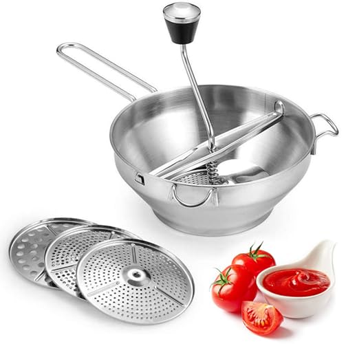 Manuelle gemüsenmühle Aus Edelstahl Manuelle Lebensmittelmühle Spülmaschinengeeignet Passiermühle Mit 3 Lochscheiben Für Obst Und gemüsen Passiermühle Für Suppe Marmelade Saucen von Weldphur