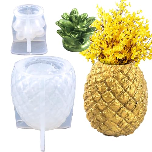Weldphur 3D-Ananas-Harzform | Ananas-Schmuck-Trinket-Behälter-Form | DIY-Harz-Blumentopfform, Epoxidharz-Ananas-förmige Vase, Stifthalter, Flaschenglas von Weldphur