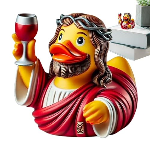 Weldphur Entenstatue, Weihnachtsdekoration, religiöse Jesus-Ente, niedliche Heimdekoration für Erwachsene, Küche, Büro, Auto, Schlafzimmer, Schreibtisch, Armaturenbrett, Kirche, Studio, Wohnzimmer von Weldphur