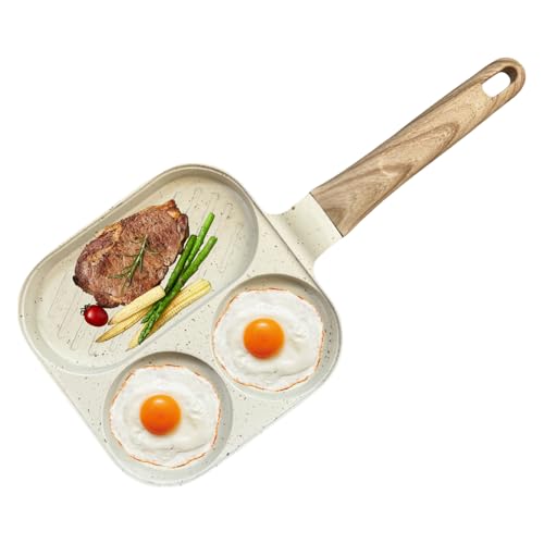 Weldphur Frühstückspfanne | Rührpfanne Antihaft Bratpfanne | 3 Fach Induktion E Herd Küche | Hamburger Steak Sandwich Brunch Pfanne von Weldphur