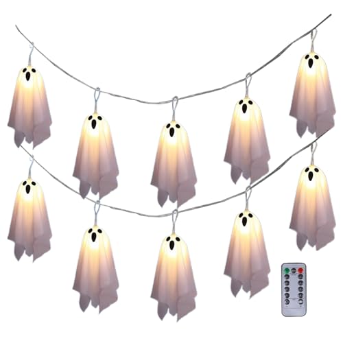 Weldphur Ghost String Lights - LED Ghost Decorations Halloween String Lights - 8 Modes Ambient Lighting for Home Outdoor Patio Porch Yard Garden Tree Living Room Bedroom Party von Weldphur