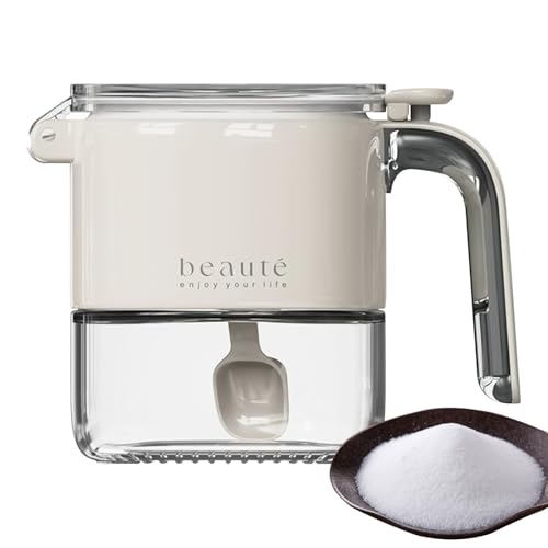 Weldphur Glas Zuckerbehälter,Aufbewahrungsdose Für Salz Mit Deckel Und Löffel - Airtight Aufbewahrungsbox Für Pulver Lagerung Pfeffer Salz Kochen | Küchen Vorratsorganisation von Weldphur