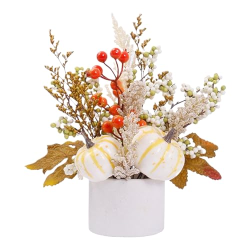 Weldphur Herbst-Mittelstücke für Tische, künstliche Kürbisse, Thanksgiving-Tischdekoration, künstliche Pflanzen, Partyzubehör für Halloween, Büro, Herbst, Schreibtisch, Schlafzimmer, Bauernhaus von Weldphur