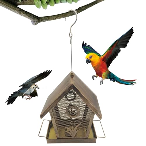 Weldphur Vogelfutterhäuser Eichhörnchensicher - Metallgitter Vogelfutterhaus Mit Eichhörnchenschutz - Finkenfutterplatz Zur Naturbeobachtung Im Garten von Weldphur