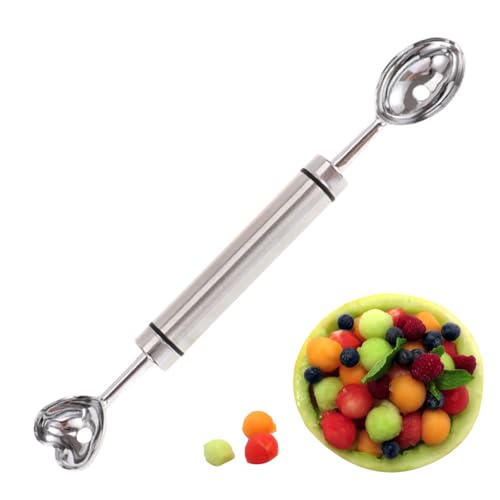 Weldphur Wassermelonen Ausstecher,Edelstahl Doppelköpfiger Wassermelonen Kugelausstecher - Löffel Für Dessert Küche Melone Pitaya Kiwi | Tomaten von Weldphur