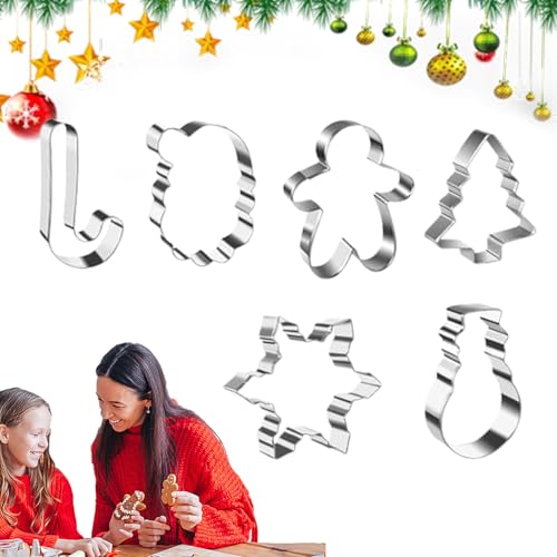 Weldphur Weihnachts Plätzchen Ausstecher - 6 Teile Edelstahl Weihnachtszeitliche Ausstechformen - Küchen Backwerkzeug Für Feier Herbst Halloween Winter Haus Lunch Pancake Sandwich von Weldphur