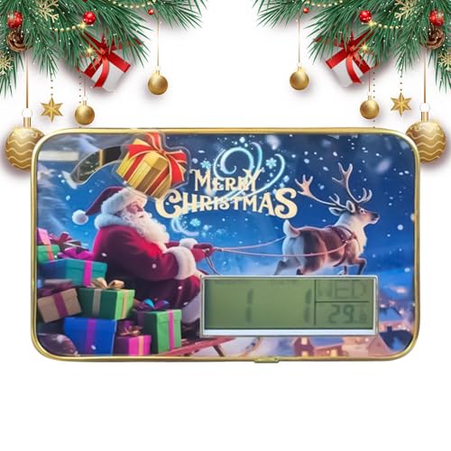 Weldphur Weihnachtsuhr – Weihnachtsuhr mit Datum und Temperatur – saisonale Zeitmanagement-Dekoration für Nachttisch, Klassenzimmer, Fitnessstudio, Bauernhaus, Schlafzimmer, Wohnzimmer, Büros von Weldphur