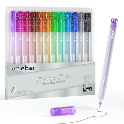 Welebar Glitter Gelstifte für Cricut Joy/Joy Xtra, Set mit 12 Assorted Farben, 0,8 Glitzerstifte für Schreiben und Zeichnen, Kompatibel mit Cricut Joy Schneidemaschine Welebar Glitter Gelstifte für Cricut Joy/Joy Xtra, Set mit 12 Assorted Farben, 0,8 Glitzerstifte für Schreiben und Zeichnen, Kompatibel mit Cricut Joy Schneidemaschine von Welebar