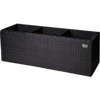 Pflanzkübel Polyrattan 76 x 26 x 29,5 cm, für Innen und Außen, Kunststoffeinsatz, anthrazit von Weles