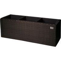 Pflanzkübel Polyrattan 76 x 26 x 29,5 cm, für Innen und Außen, Kunststoffeinsatz, mocca von Weles